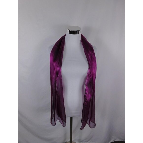Sheer Scarf Womens One Size Purple Magenta Lightweight Chiffon Style Dressy Wrap - Picture 1 of 8